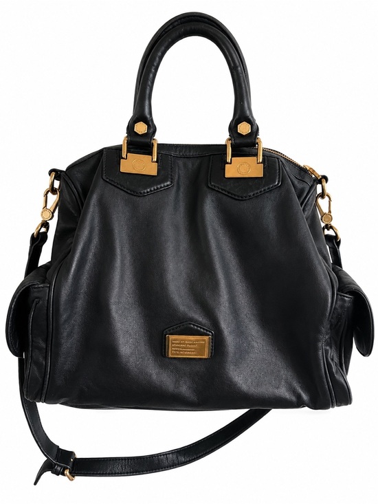 Marc Jacobs Handbags - Marc Jacobs Black Leather Satchel Crossbody Bag – Gold Hardware